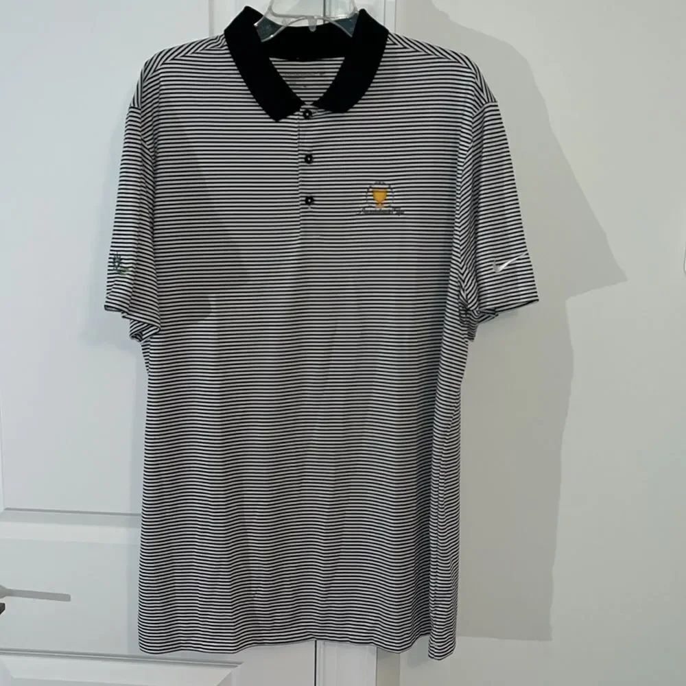 Nike Dri Fit black stripe The Presidents Cup Golf Polo Shirt XL men’s standard